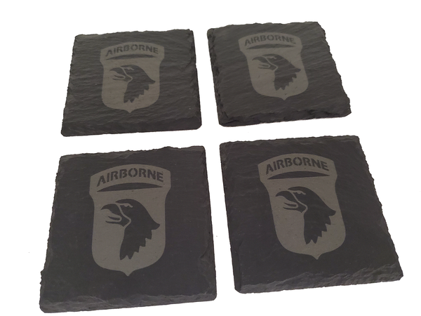 101st Airborne Slate Coaster Set - Gift for Veteran