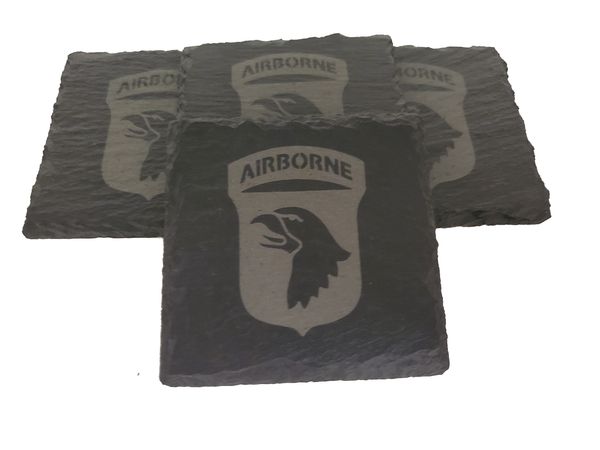 101st Airborne Slate Coaster Set - Gift for Veteran