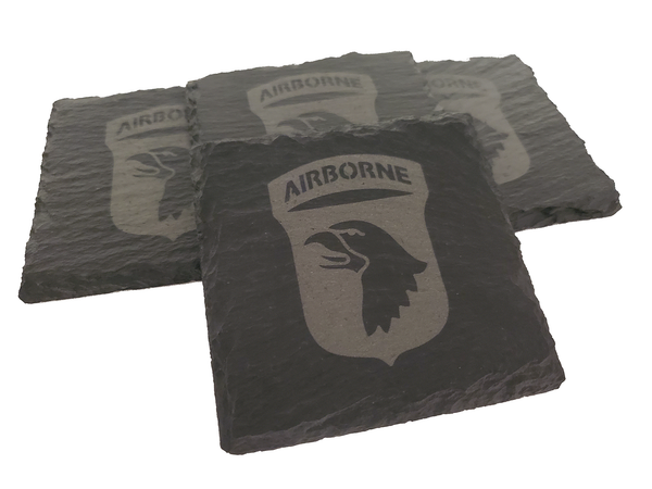 101st Airborne Slate Coaster Set - Gift for Veteran