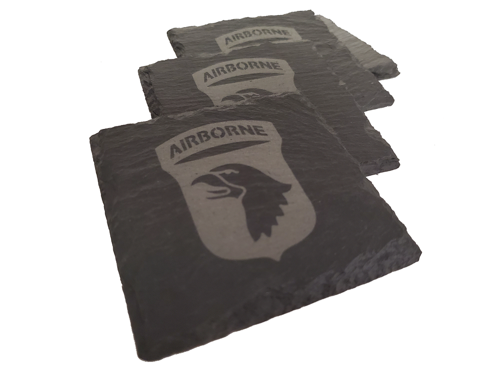101st Airborne Slate Coaster Set - Gift for Veteran