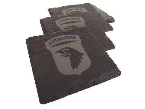 101st Airborne Slate Coaster Set - Gift for Veteran