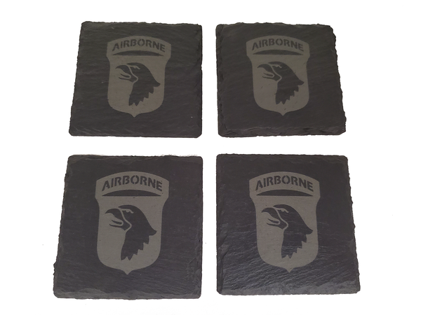 101st Airborne Slate Coaster Set - Gift for Veteran