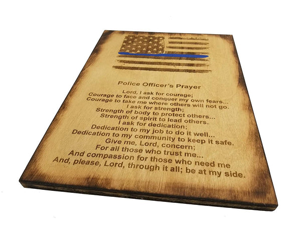 Police Officer Prayer with Blue Line American Flag Sign - Police Prayer 8.5" x 11.5"