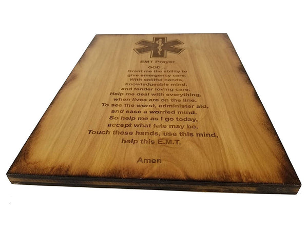 EMT Prayer 8.5" x 11.5" Oak Stained Sign - EMT Graduation Gift - Emergency Medical Technician