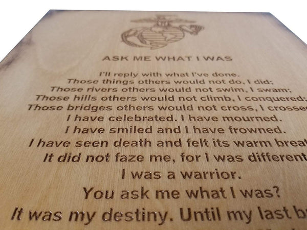 Marine Retirement Gift - Ask Me What I Was 8.5 x 11.5 USMC Sign