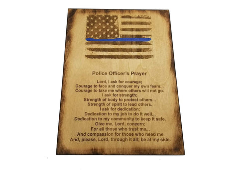 Police Officer Prayer with Blue Line American Flag Sign - Police Prayer 8.5" x 11.5"
