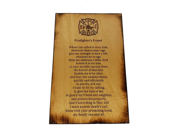 Firefighter's Prayer - 5.5" x 8.5" Sign with Scorched Edges