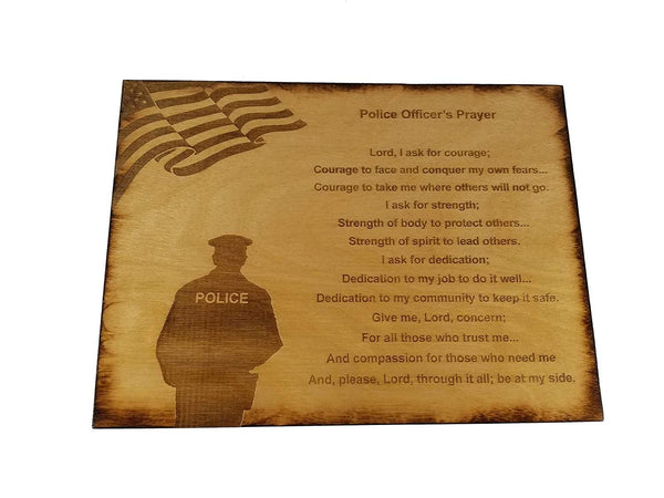 Police Officer Prayer Wall decor with American Flag and Police Silhouette 8.5" x 11.5" Sign