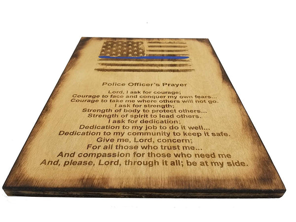 Police Officer Prayer with Blue Line American Flag Sign - Police Prayer 8.5" x 11.5"