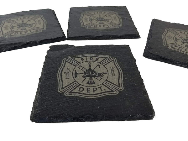 Fire Department/Firefighter Slate Coaster Set