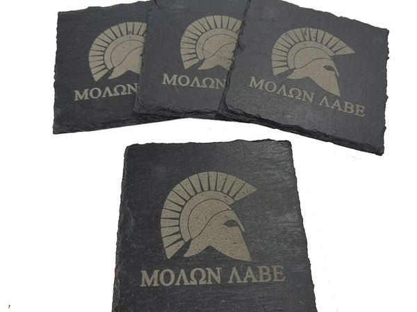 Molon Labe Slate Coaster Set