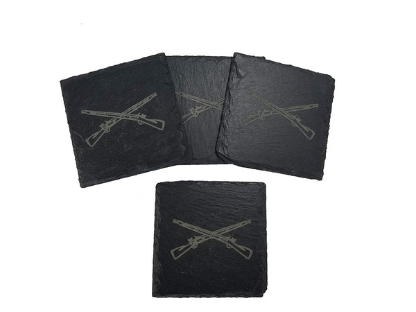 Army Infantry Crossed Rifles Coaster Set - Infantry Veteran