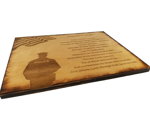 Police Officer Prayer Wall decor with American Flag and Police Silhouette 8.5" x 11.5" Sign