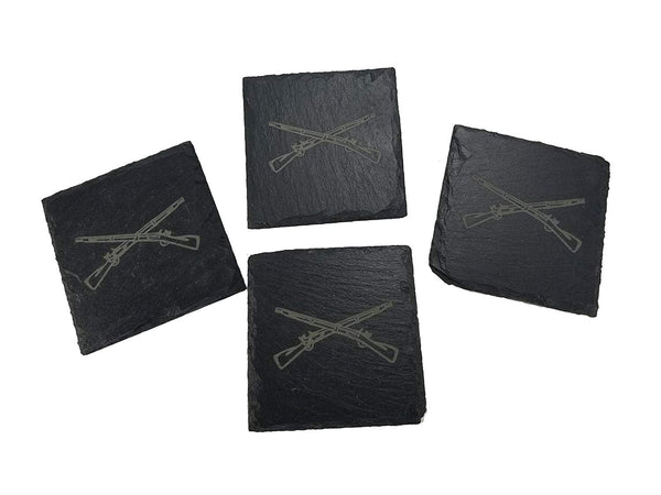 Army Infantry Crossed Rifles Coaster Set - Infantry Veteran