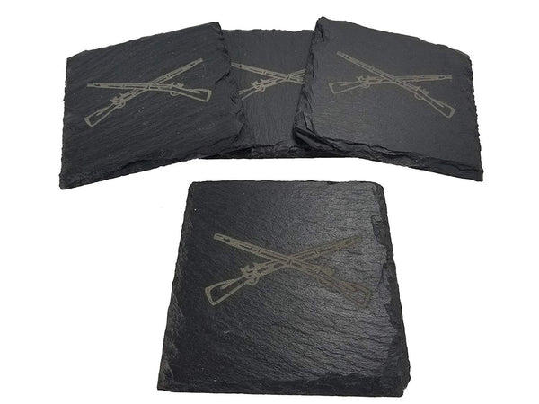 Army Infantry Crossed Rifles Coaster Set - Infantry Veteran