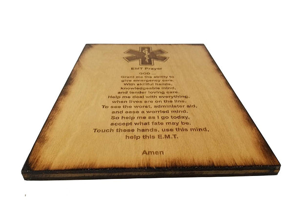 EMT Prayer 8.5" x 11.5" Oak Stained Sign - EMT Graduation Gift - Emergency Medical Technician