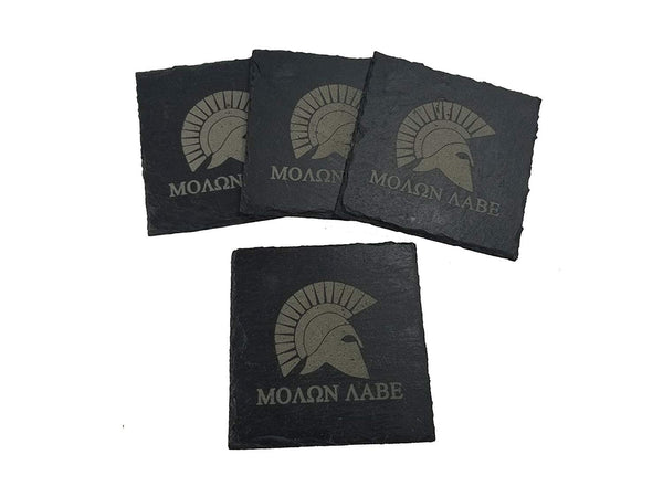 Molon Labe Slate Coaster Set
