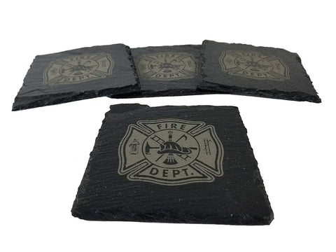 Fire Department/Firefighter Slate Coaster Set