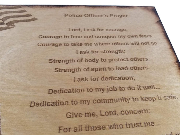 Police Officer Prayer Wall decor with American Flag and Police Silhouette 8.5" x 11.5" Sign