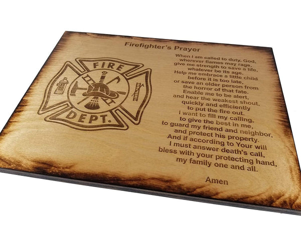 Firefighter's Prayer - 8.5" x 11.5" Sign with Scorched Edges