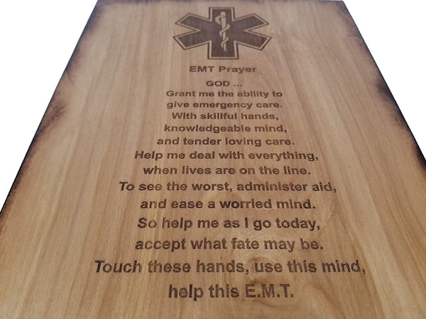 EMT Prayer 8.5" x 11.5" Oak Stained Sign - EMT Graduation Gift - Emergency Medical Technician