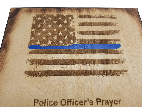 Police Officer Prayer with Blue Line American Flag Sign - Police Prayer 8.5" x 11.5"