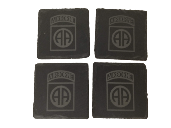 82nd Airborne Slate Coaster Set - Gift for Veteran