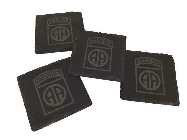 82nd Airborne Slate Coaster Set - Gift for Veteran