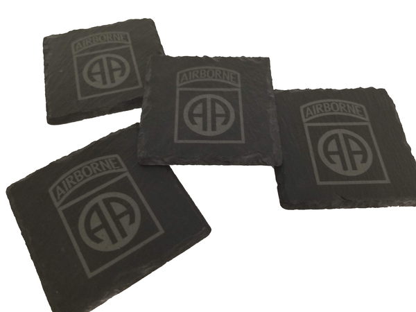 82nd Airborne Slate Coaster Set - Gift for Veteran