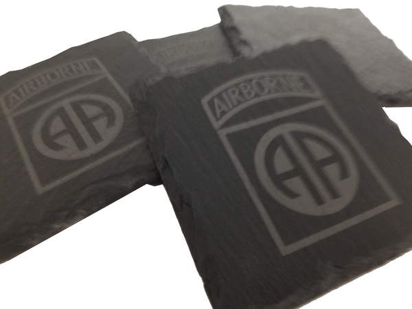 82nd Airborne Slate Coaster Set - Gift for Veteran