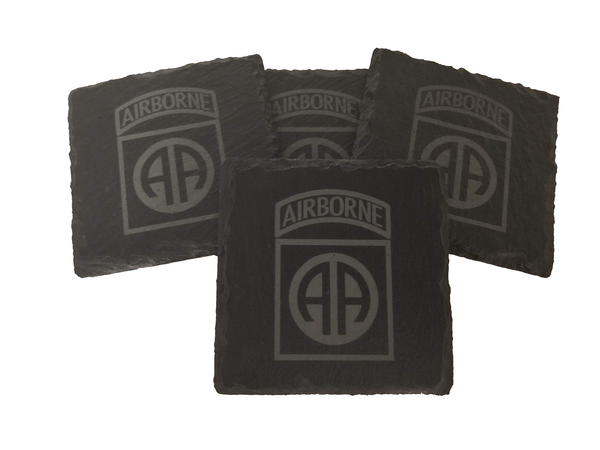 82nd Airborne Slate Coaster Set - Gift for Veteran