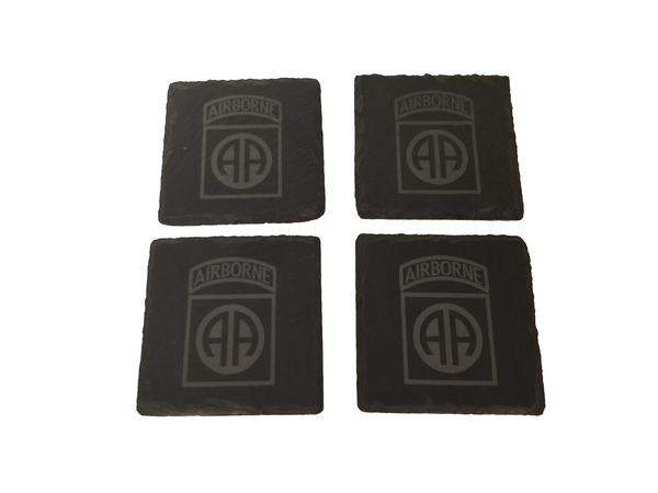 82nd Airborne Slate Coaster Set - Gift for Veteran