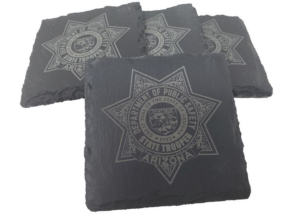 Arizona State Trooper Slate Coaster Set - AZ State Police - Arizona Highway Patrol - Graduation Gift - State Police Gift