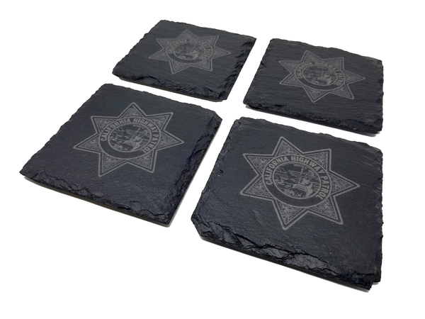 CHP California Highway Patrol Slate Coaster Set