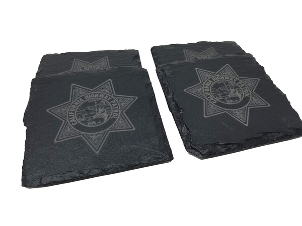 CHP California Highway Patrol Slate Coaster Set
