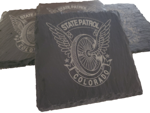 Colorado State Patrol Slate Coaster Set - Colorado Trooper Graduation Gift - State Police - CSP Law Enforcement