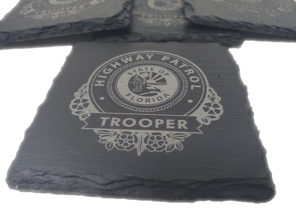 Florida Highway Patrol Slate Coaster Set - FHP Trooper Graduation Gift