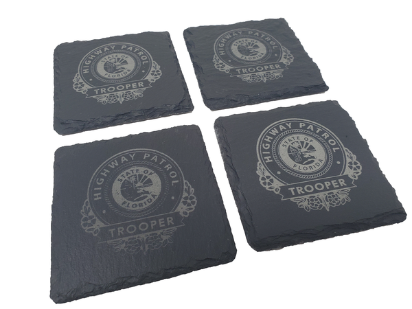 Florida Highway Patrol Slate Coaster Set - FHP Trooper Graduation Gift