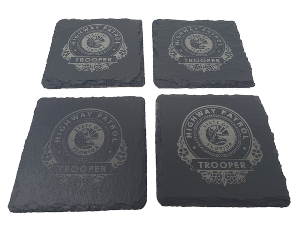 Florida Highway Patrol Slate Coaster Set - FHP Trooper Graduation Gift