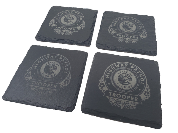 Florida Highway Patrol Slate Coaster Set - FHP Trooper Graduation Gift
