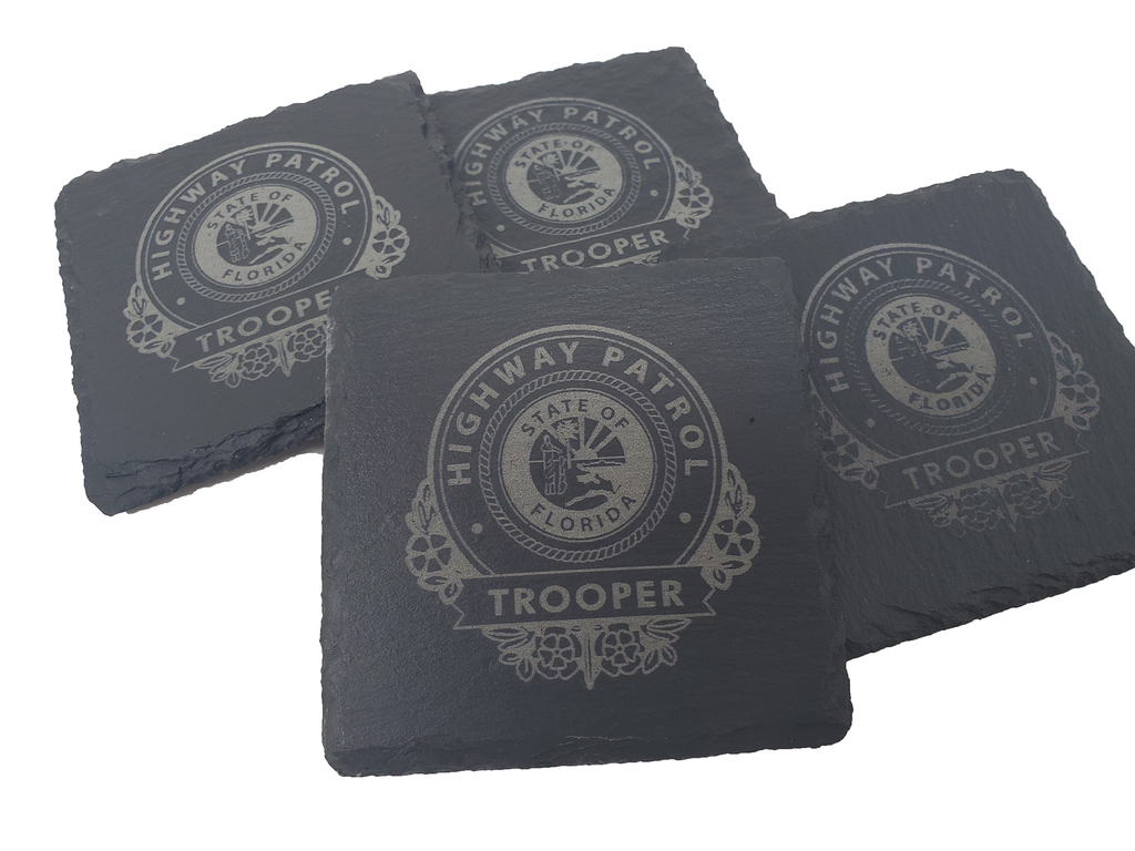 Florida Highway Patrol Slate Coaster Set - FHP Trooper Graduation Gift