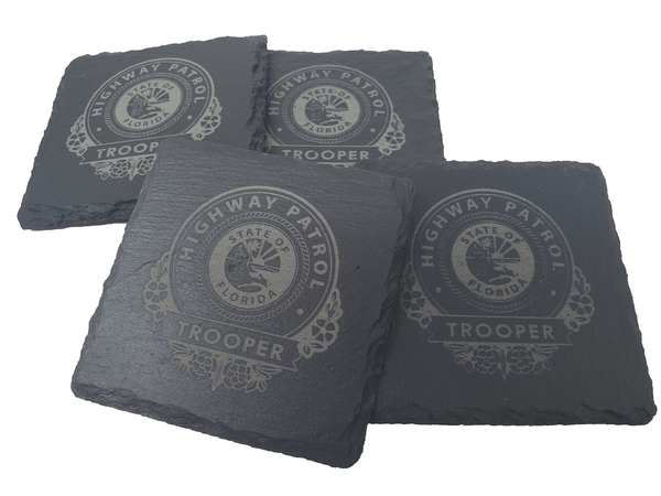Florida Highway Patrol Slate Coaster Set - FHP Trooper Graduation Gift