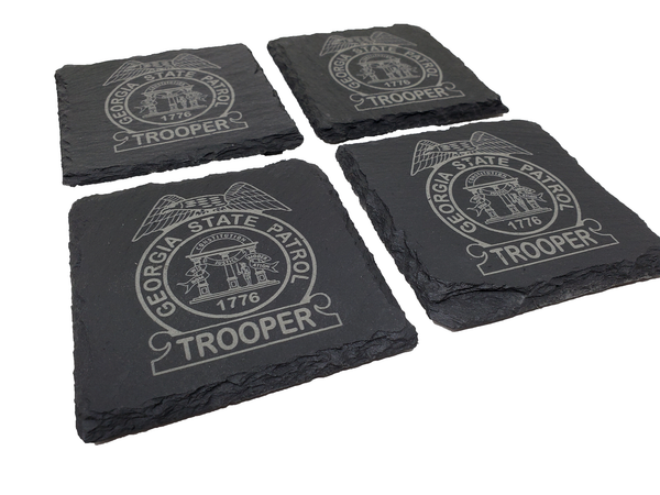 Georgia State Patrol Trooper Slate Coaster Set - GA State Police - GSP Graduation Gift - State Police Gift