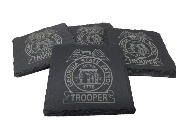 Georgia State Patrol Trooper Slate Coaster Set - GA State Police - GSP Graduation Gift - State Police Gift