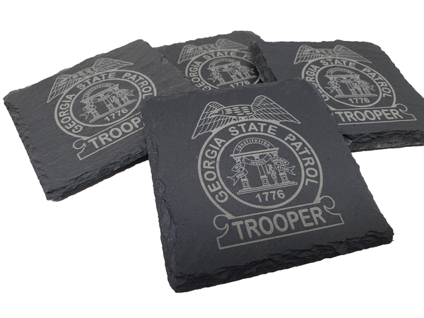 Georgia State Patrol Trooper Slate Coaster Set - GA State Police - GSP Graduation Gift - State Police Gift