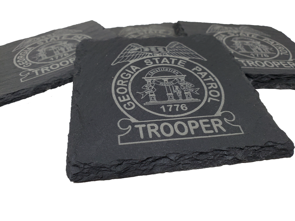 Georgia State Patrol Trooper Slate Coaster Set - GA State Police - GSP Graduation Gift - State Police Gift