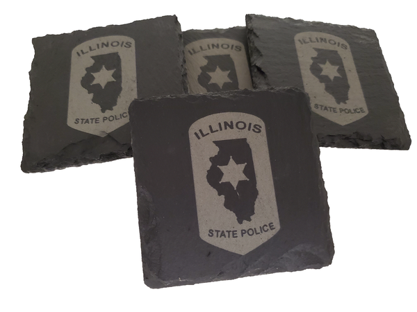 Illinois State Police Slate Coaster Set - IL State Trooper- Illinois Trooper Graduation Gift - State Police Gift