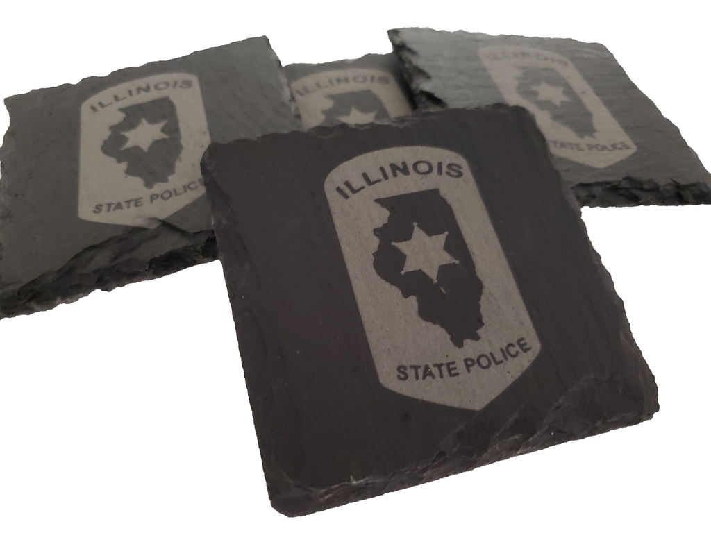 Illinois State Police Slate Coaster Set - IL State Trooper- Illinois Trooper Graduation Gift - State Police Gift