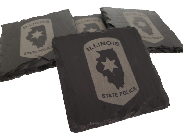 Illinois State Police Slate Coaster Set - IL State Trooper- Illinois Trooper Graduation Gift - State Police Gift