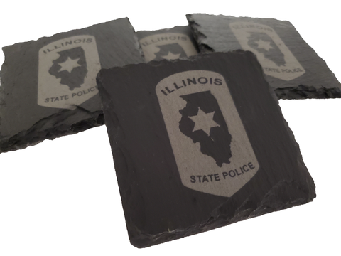 Illinois State Police Slate Coaster Set - IL State Trooper- Illinois Trooper Graduation Gift - State Police Gift